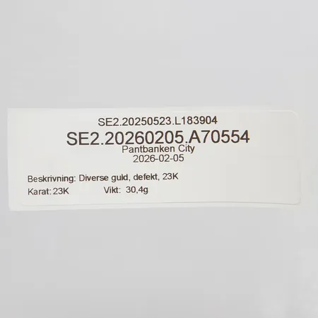 Diverse guld, defekt, 23K Vikt: 30,4 g