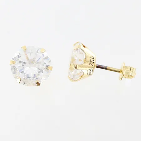 Ett par örhängen med kubisk zirkonia, Ø8mm, 18K Vikt: 2,2 g