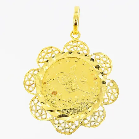 Hänge, infattat mynt, 33x45mm, 21K Vikt: 11,8 g