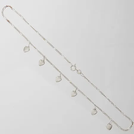 Collier, Figarolänk med integrerade hjärtan, längd: 36,3cm, bredd kedja: 1,8mm, silver, 925/1000 Vikt: 4,5 g