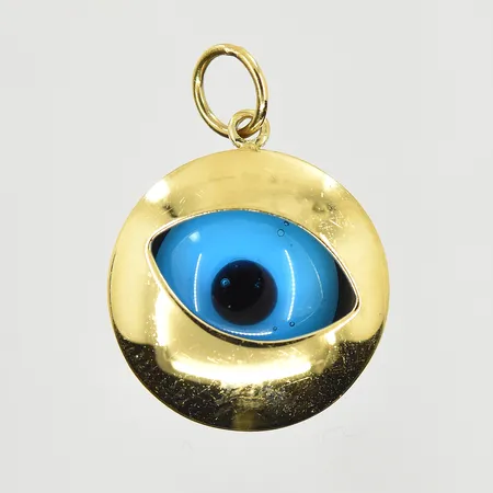 Hänge med öga i glas, Ø15 mm, 18K. Vikt: 1,9 g