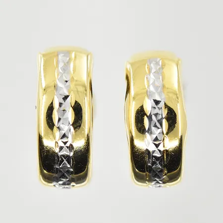Ett par örhängen, Ø13 mm, gulguld/vitguld, 18K. Vikt: 1,4 g