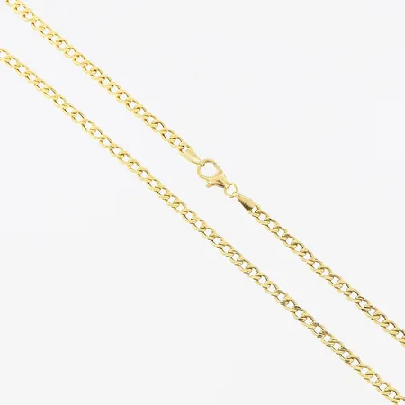 Kedja Pansar, 57cm, ihålig länk, defekt lås, 18K Vikt: 5,3 g