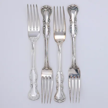 4 Bordsgafflar modell Prins Albert, 18cm, AB Gense, kattfot 830/1000 silver Vikt: 189,4 g