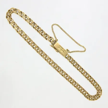 Armband Bismarck 19,5cm, bredd: 4mm, säkerhetskedja, 18K  Vikt: 8,7 g