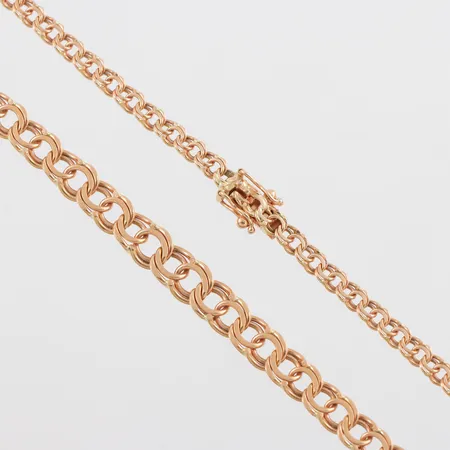Collier 18k Bismarck Svedbom Köping.längd ca 43 cm,bredd ca 2.6-5.4 mm. Vikt: 16,2 g