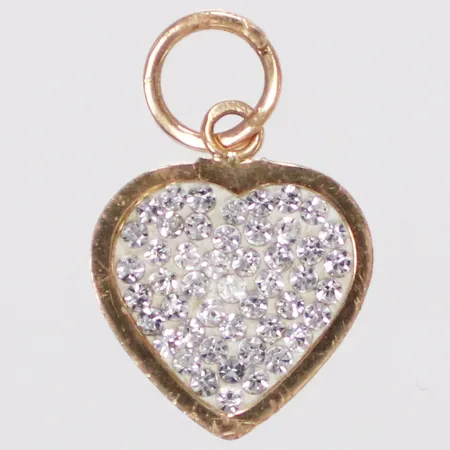Hänge hjärta vita stenar, 15mm, 18K  Vikt: 0,5 g