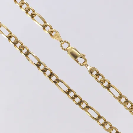Kedja Figaro, längd 49cm, bredd 4mm, 18K.  Vikt: 19 g