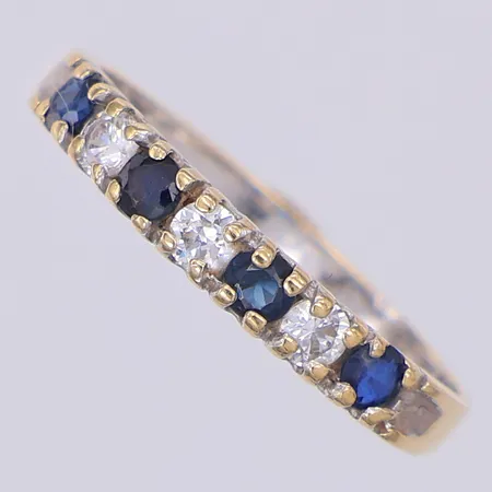 Ring vita och blå stenar stl 17, saknar stämplar, 14K Vikt: 1,3 g