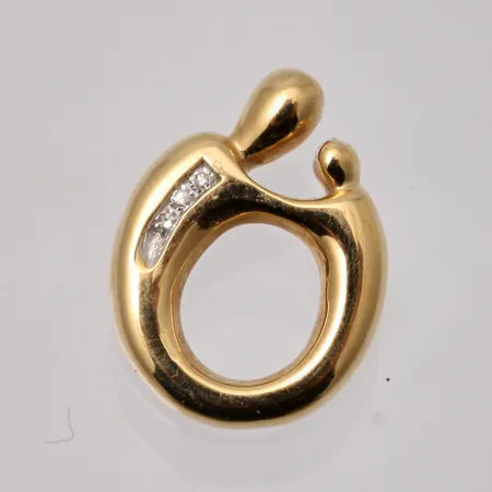  Hänge i 18K guld, mått 9,8-13mm, 3st vita stenar, mått Ø1mm, tillverkad av Guldfynd, vikt 1,2g.