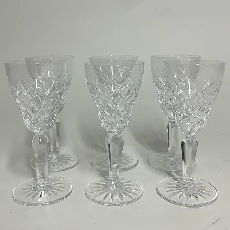 6 Snapsglas Orrefors Kristall 11cm, modell Karolina, design Gunnar Cyrén
