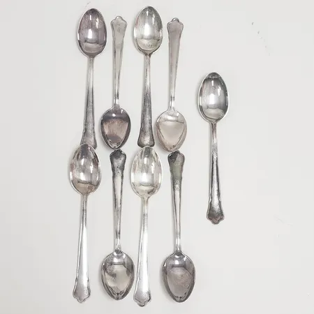 9 Kaffeskedar, modell: Chippendale, längd: 120mm, GAB, Eskilstuna, 1986-1994, missfärgade, silver, 830/1000 Vikt: 129,1 g