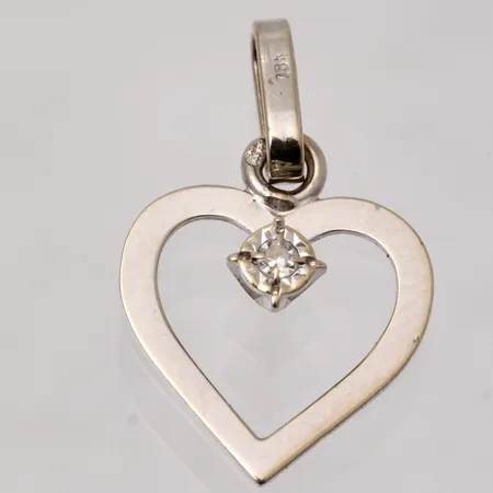  Hänge i 18K vitguld, mått 12x19,7mm, 1st vit sten, tillverkad av Guldfynd, vikt 0,76g.