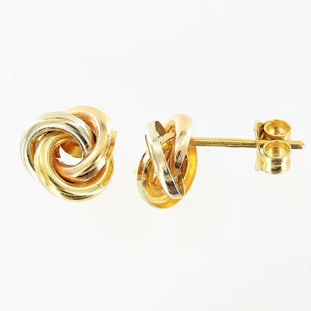 Ett par örhängen, knutar, Ø7,5mm, vit/gul/rödguld, 18K Vikt: 0,7 g