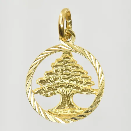 Hänge Cederträd, Ø17 mm, 18K. Vikt: 1,9 g