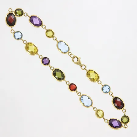 Armband med färgade stenar 20cm, bredd: 11mm, GHA, 18K Vikt: 6,8 g