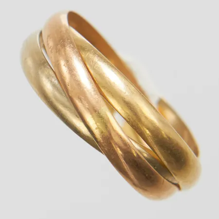 Ring, trefärgad, Ø18¼, bredd: ca.5,5mm, repig, OBS! Ej märkesdesign! repig! 18K Vikt: 4,2 g
