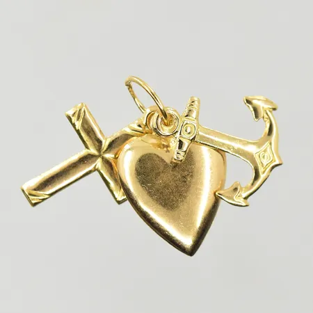 Hänge tro, hopp, kärlek, längd 20 mm, 18K. Vikt: 0,9 g