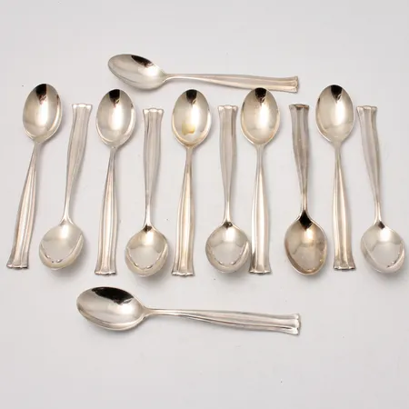 12st skedar i silver, 12cm, modell Birgitta, tillverkad av Mema, 830/1000, vikt 204,62g.