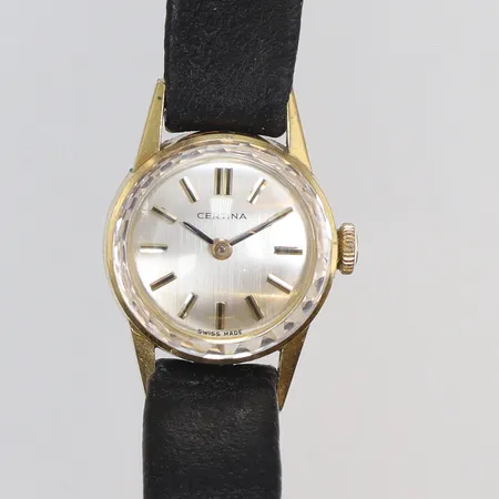 Damur Certina Ø18mm manuell guld i boett läderband 18K bruttovikt 13,8 g