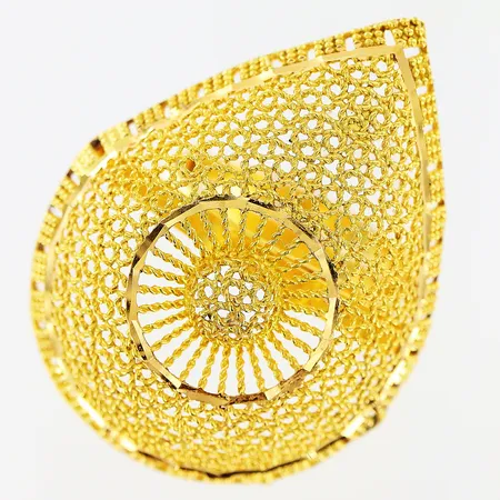 Ring, justerbar storlek på skenan, 27x37mm, 21K  Vikt: 7 g