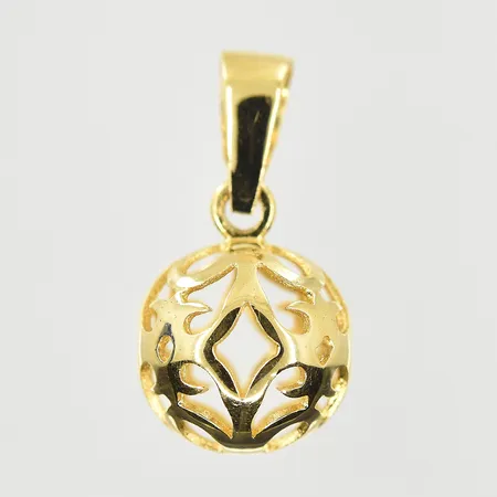 Hänge kula med genombrutet mönster, Ø9 mm, 18K. Vikt: 1 g