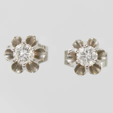 Enstensörhängen med diamanter 2 x ca.0,16ct, vitguld, 18K Vikt: 1,6 g