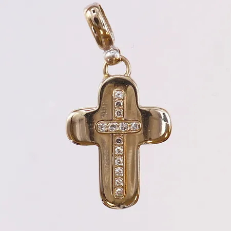 Hänge kors med diamanter 13x0,005ct, 40x22mm, 18K Vikt: 5,5 g