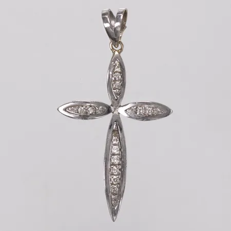 Hänge kors vita stenar, 45mm, vitguld, 18K  Vikt: 3,7 g