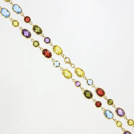 Collier med färgade stenar 45,5cm, bredd: 11mm, 18K Vikt: 15,8 g
