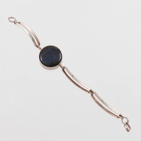 Armband med labradorit, Einari Ailio, Jyväskylä, längd ca 16cm + extralänk ca 3,5cm, 925/1000 silver. Vikt: 19,4 g