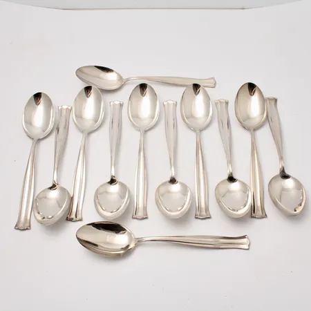 12st skedar i silver, 18,5cm, modell Birgitta, tillverkad av Mema, 830/1000, vikt 556,07g.