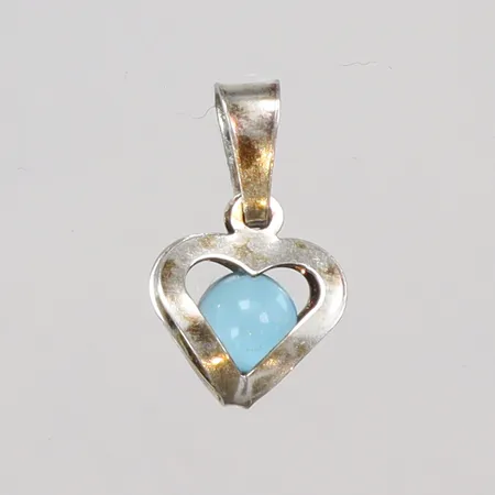Hänge hjärta med blå kula 10x15mm silver 925/1000 Vikt: 0,5 g