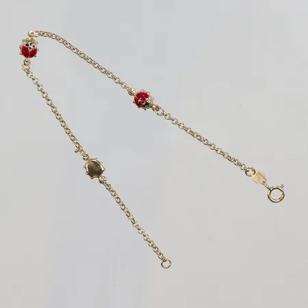 Ett armband med nyckelpigor, längd 16cm, bredd 1-4mm, 18K Vikt: 2,1 g