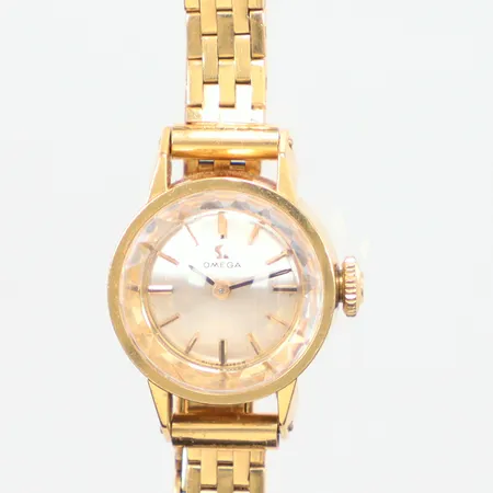 Damur Omega mekanisk, helguld längd 17,5cm, 18k, brutto Vikt: 26 g