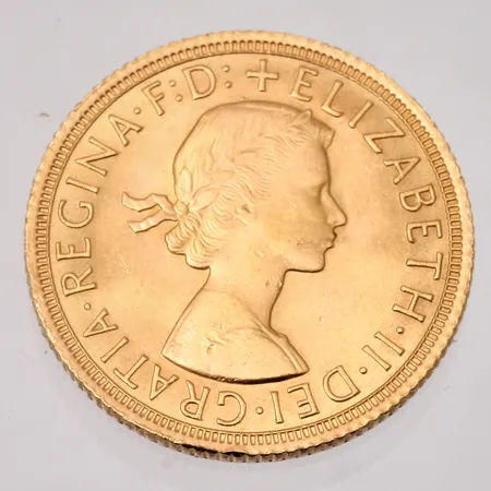 Guldmynt Elizabet II DEI Gratia Regina. F:D, 22K, Ø22mm, vikt 7,98g.