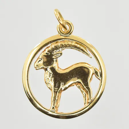 Hänge Stenbockens stjärntecken, Ø15 mm, 18K. Vikt: 2,2 g