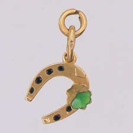 Hänge hästsko grön sten 20mm, 18K Vikt: 1 g