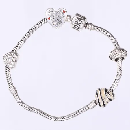 Armband med berlocker Pandora 19cm silver 925/1000 Vikt: 23 g