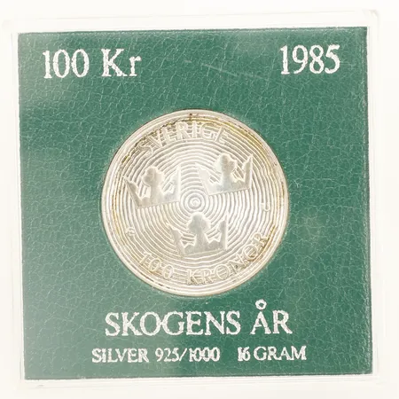 Mynt Skogens år 1985 Ø32mm plastetui silver 925/1000  Vikt: 16 g