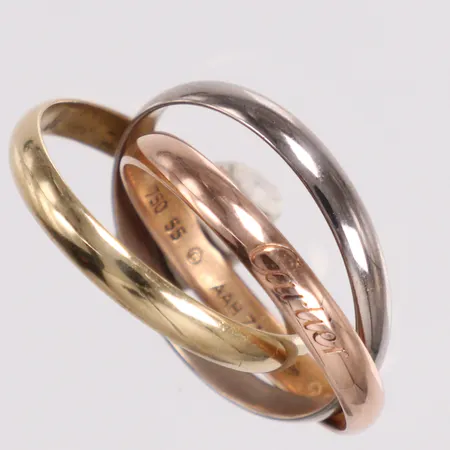 Ring Cartier Trinity 3 färgad "les must de Cartier" med box och certifikat, serienummer AAH712 inköpt 5.2.2014, 18K   Vikt: 5,3 g