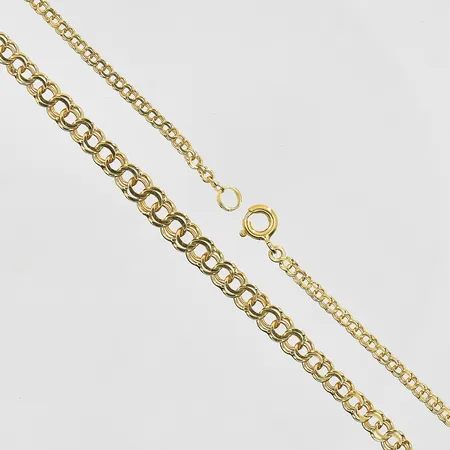 Collier Bismarck doserad längd 48 cm, bredd 2-5 mm, defekt lås, 18K. Vikt: 7 g