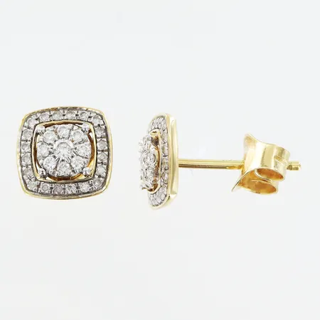 Örhängen diamanter 2xca0,01ct, 56x0,005ct Guldfynd 8x8mm 18K. Vikt: 1,5 g