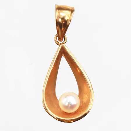 Hänge med pärla, 25x15mm, 18K Vikt: 1 g