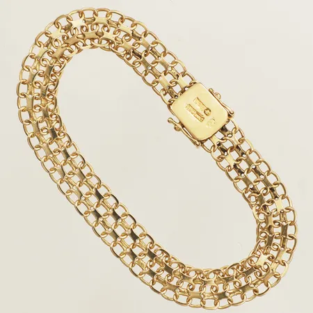 Armband X-länk längd 19,5cm bredd 9,6mm Gustafsson Evert år 1977 Stockholm 18K Vikt: 15,6 g