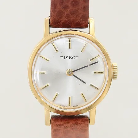 Damur Tissot stål Ø23mm manuell, läderband, repig boett, inga tillbehör