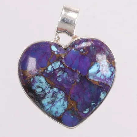 Hänge hjärta med azurite malachite längd 3,5cm bredd 26,6mm silver 925/1000 Vikt: 0 g