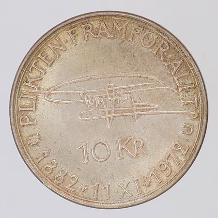 Mynt Gustaf VI Adolf 90år 10kr år 1972, 830/1000 silver Vikt: 18,1 g
