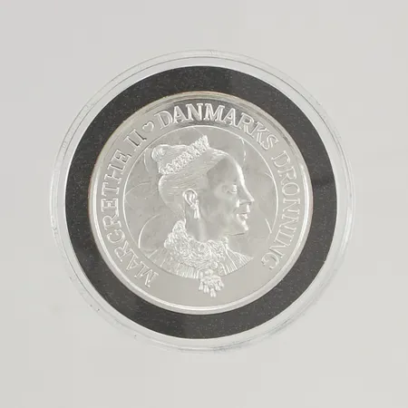 Minnesmynt Margrethe II Damnmarks Dronning 200Kr silver s999/1000 31,1g.