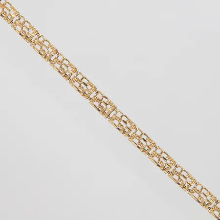 Armband längd 21cm, bredd 6,5mm, defekt, brott på länk, 14K Vikt: 15,6 g